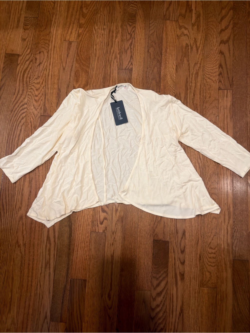 Lafayette 148 Lightweight Cream Open-Front Cardigan